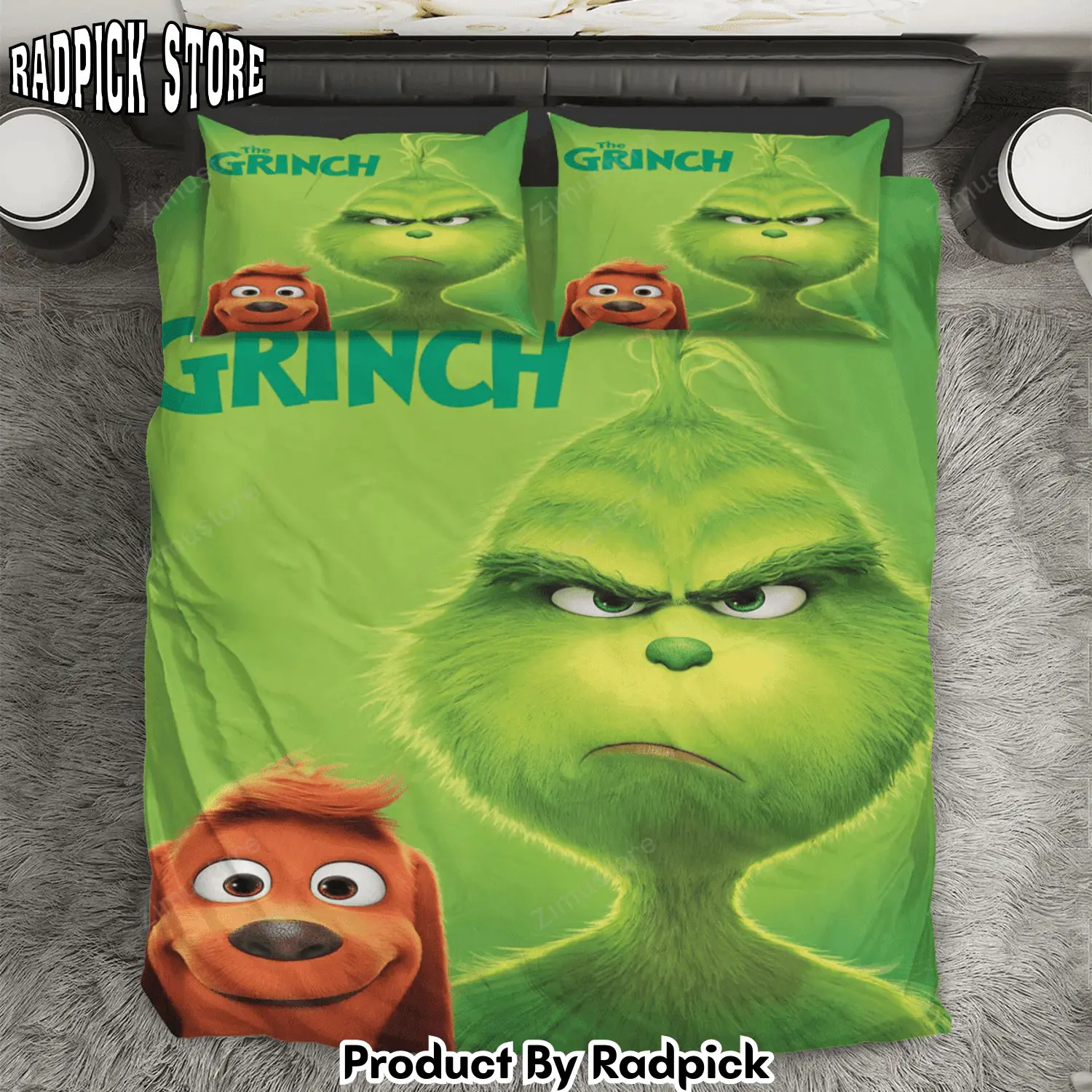 Radpick the grinch christmas grinch max 2 3pcs bedding set duvet cover and pillow cases gift for fan rp3271236